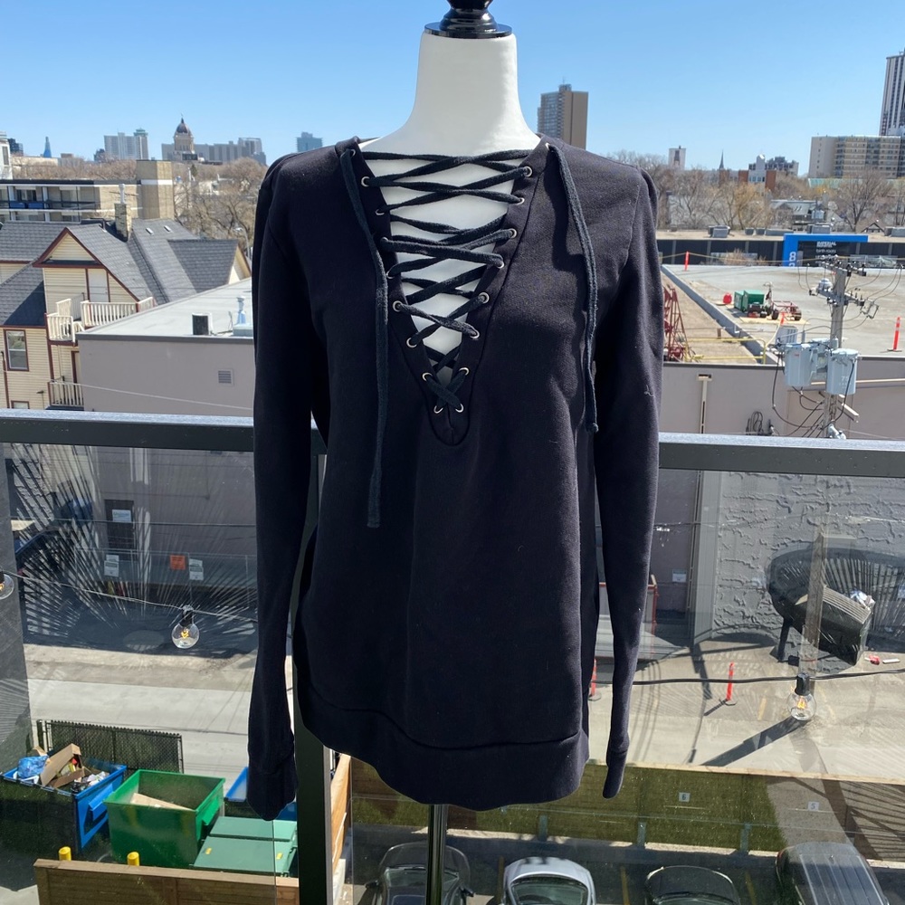 Michael Lauren Lace Up Pullover